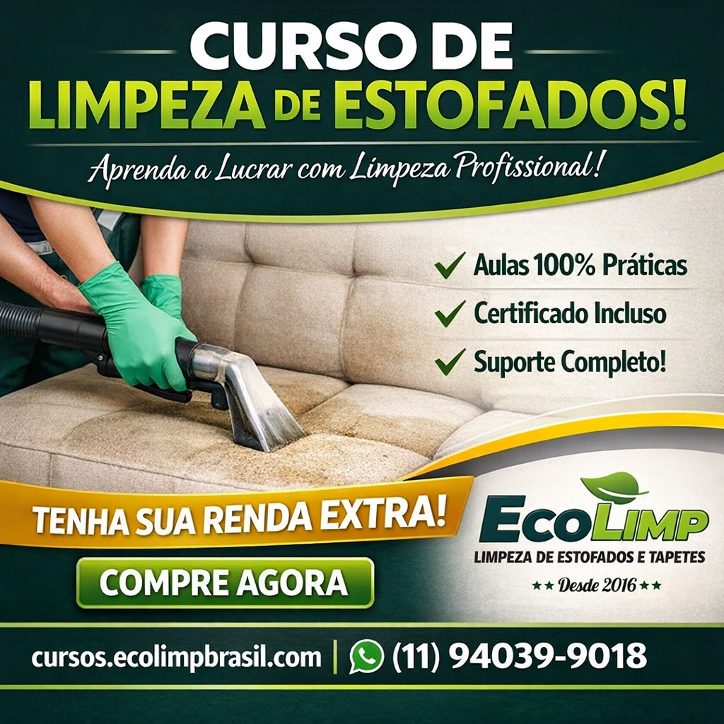 Curso - Limpeza + Higienização de Estofados em Geral